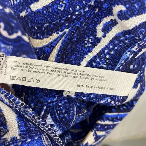 Free People Shea Mini Dress Blue Cream Size XS Boho Festival Swing Slip - Picture 5 of 7